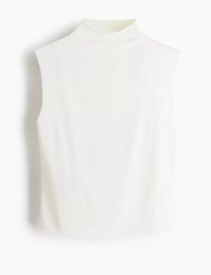 TOP CUELLO ALTO COLOR BLANCO PERLA