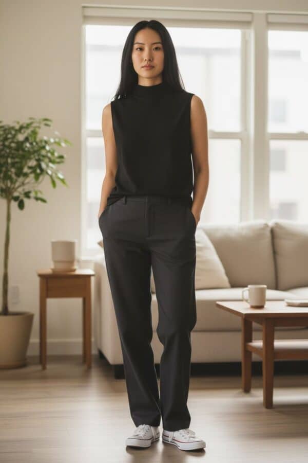 TOP CUELLO ALTO COLOR NEGRO