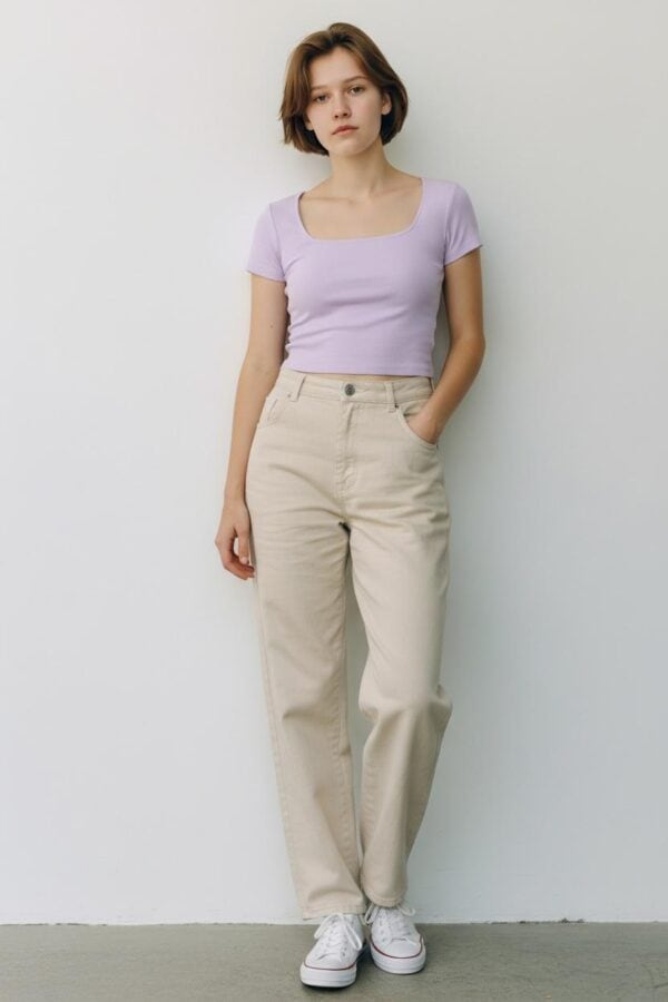 TOP CUELLO EN U COLOR LILA